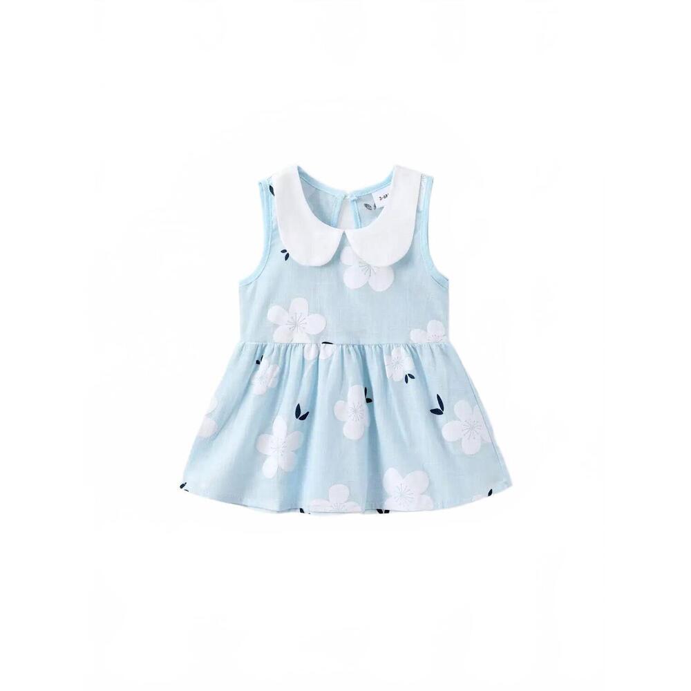 NEW PATPAT kid's peter pan collar floral dress in blue